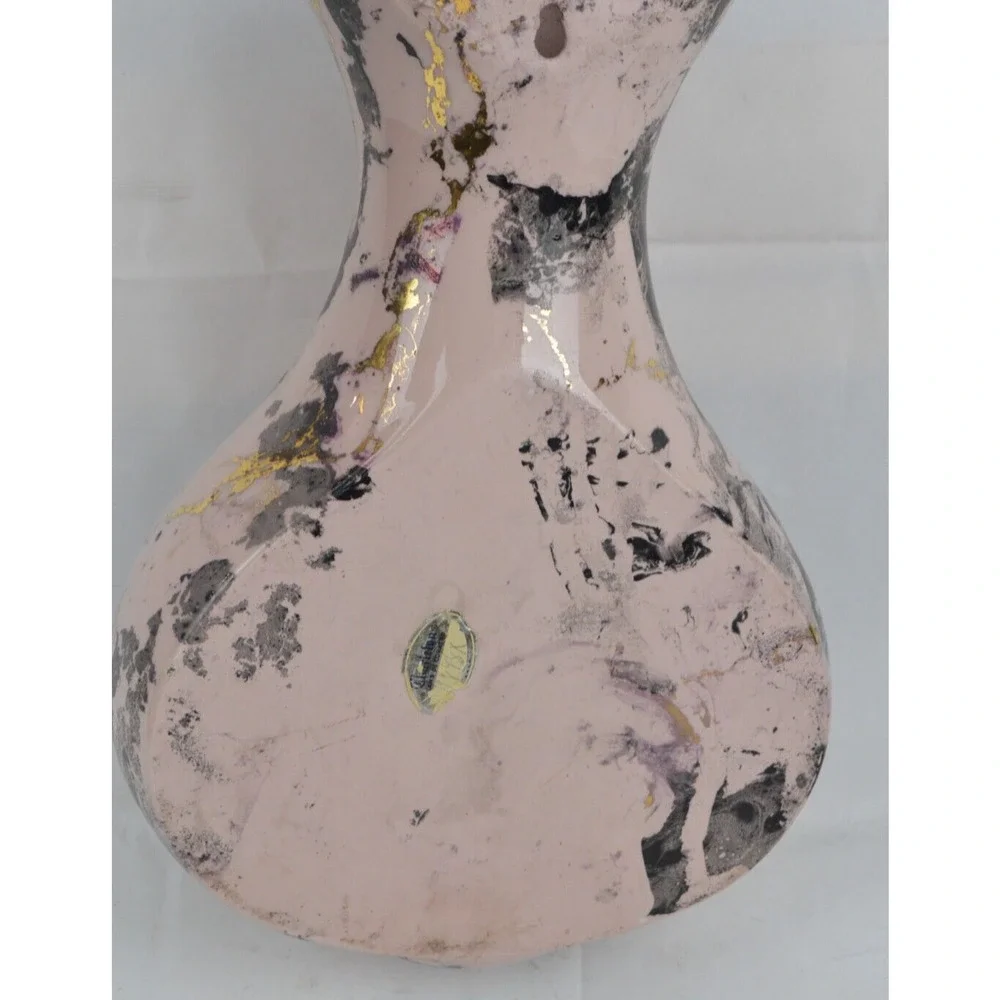 Vintage Charleton Faucet Shape Wall Pocket Planter Marble Finish Pink Gold